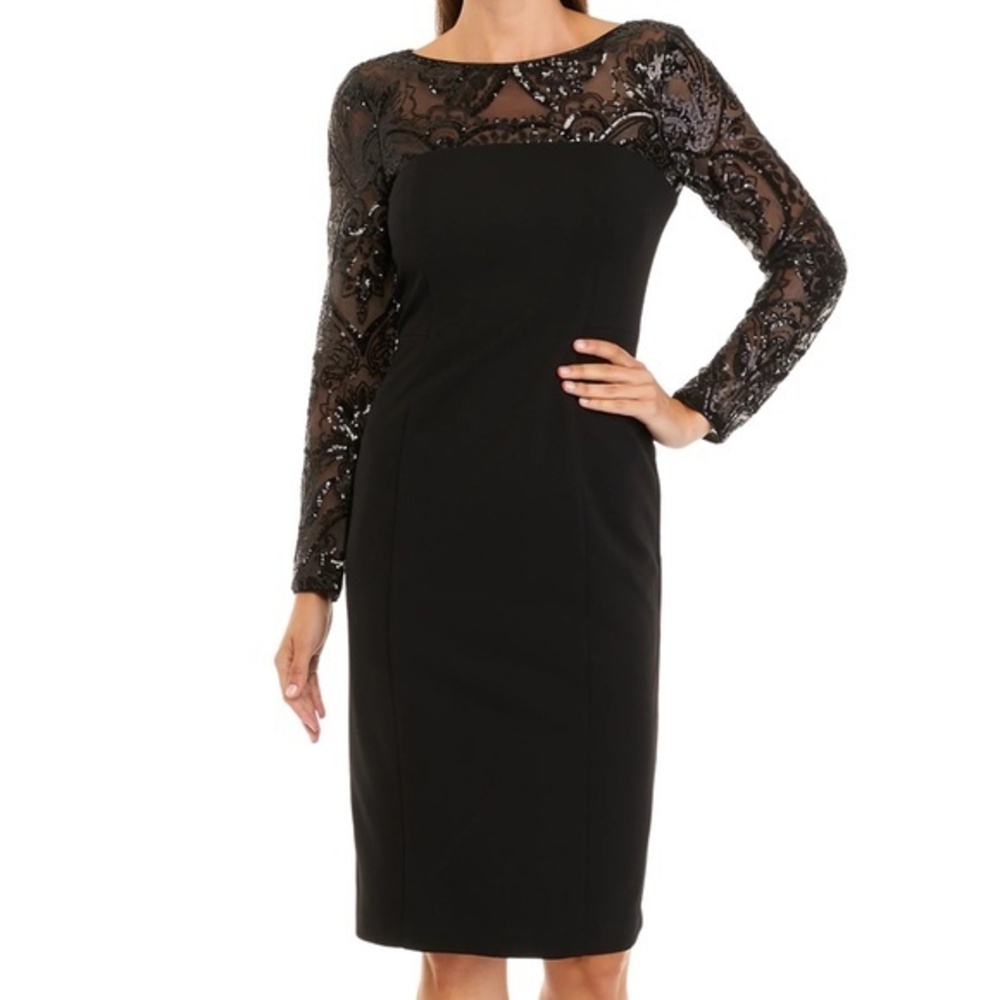 Eliza J - Illusion Sleeve Sheath Dress